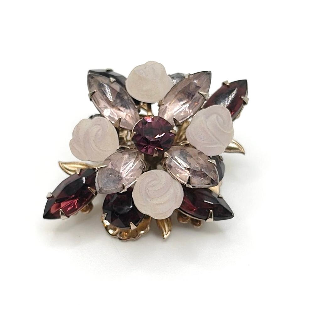 Purple Vintage Rhinestones Brooch
